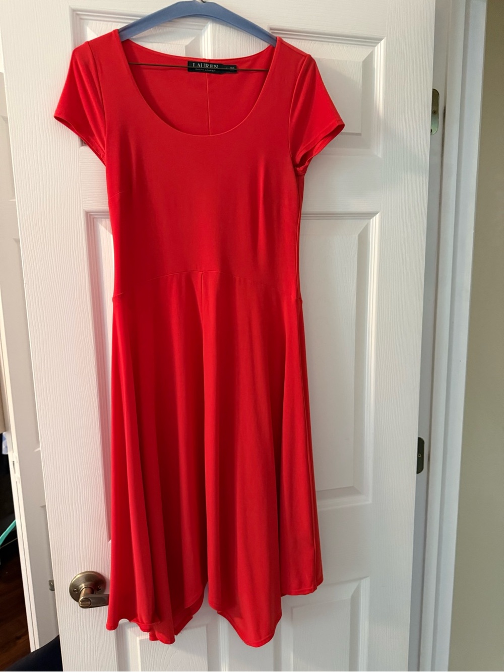Ralph Lauren Red Scoop-Neck Fit-and-Flare Midi Dress